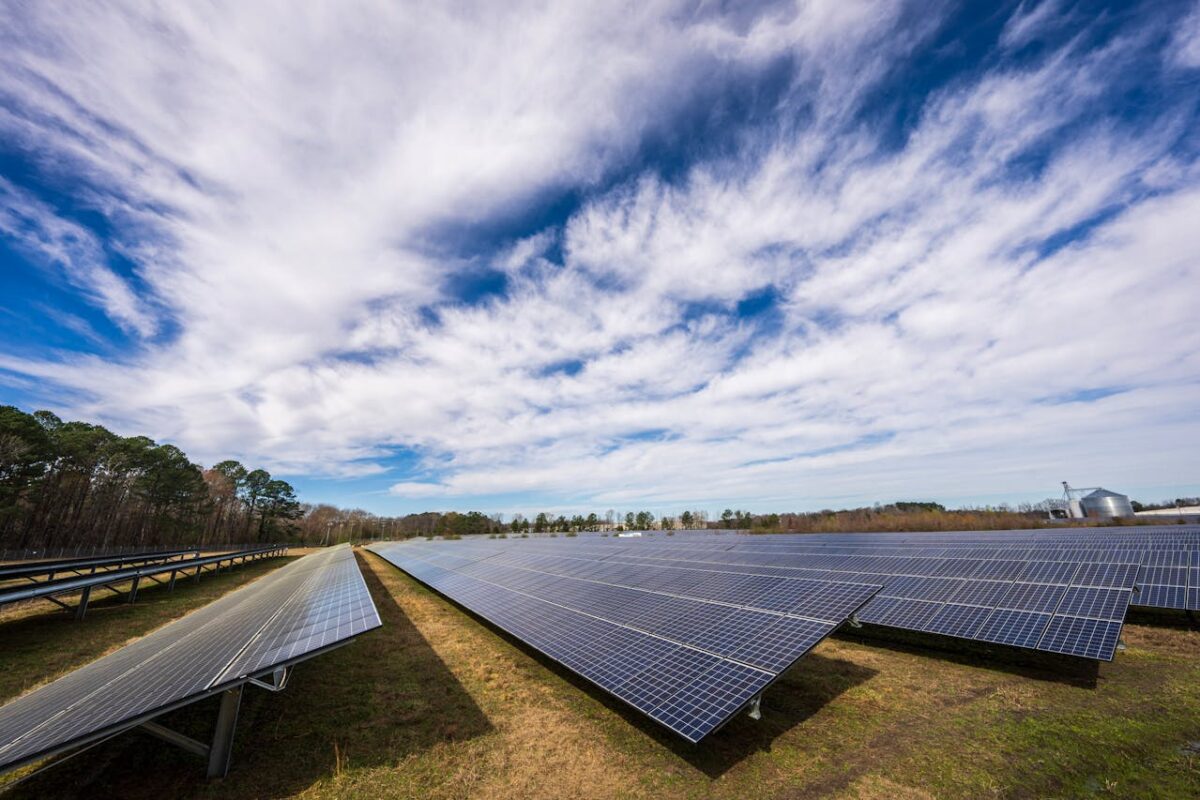 solar panels on cloudy day